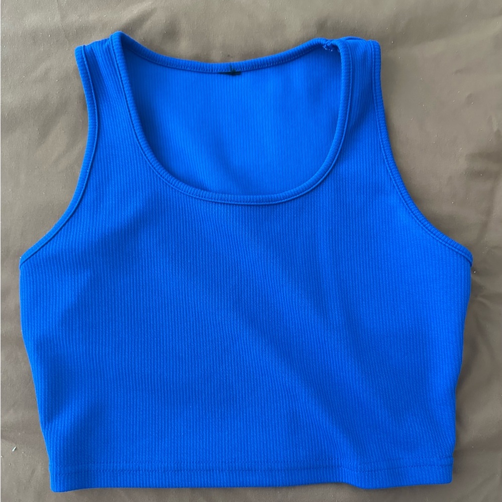 Blue halter crop top